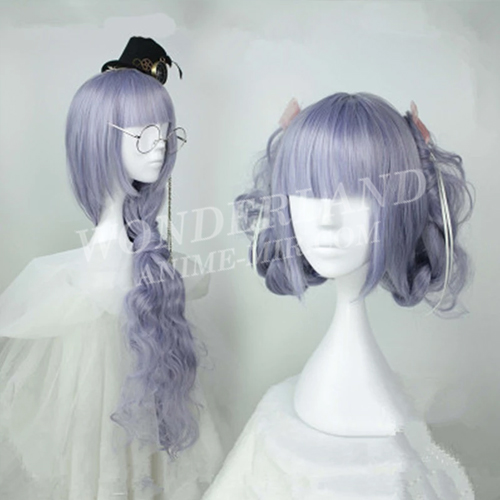 Косплей парик лолита лиловый с челкой 80см